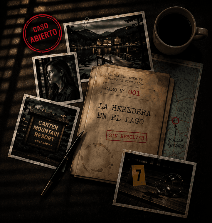 Portada del expediente La Heredera del Lago, caso criminal imprimible