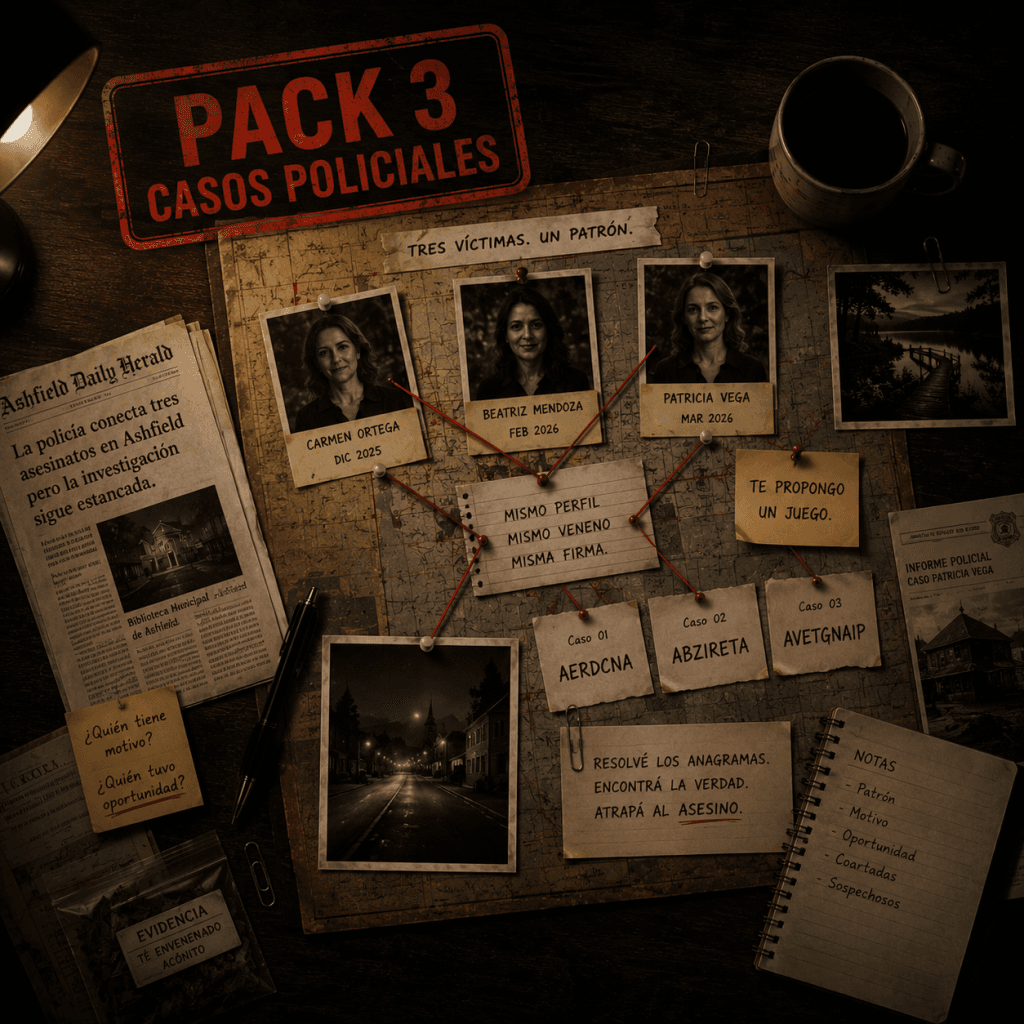Pack 3 Casos Policiales 3x1 - tres expedientes criminales para imprimir