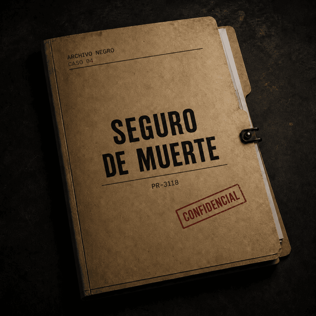Portada del expediente Seguro de Muerte, caso criminal imprimible